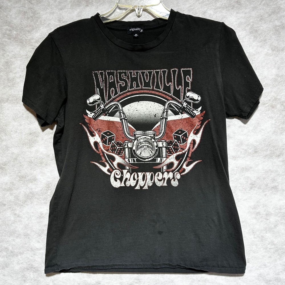 Nashville Choppers Motorcycle Graphic‎ T-Shirt Rocker Biker Tee Women's Medium